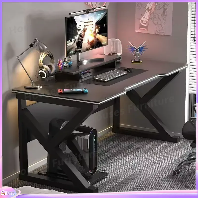 Pc Gaming Cafe - Cafe Metal Gaming Desk Black MDF