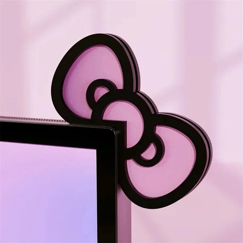 Pc Gaming Setup - Kawaii Pink Acrylic Bow Monitor Decor
