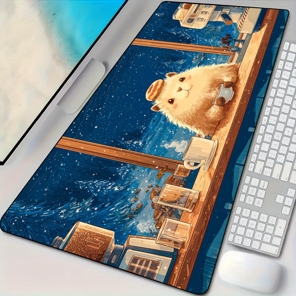 Pc Gaming Cafe - Winter Cafe and Capybara Mouse Pad