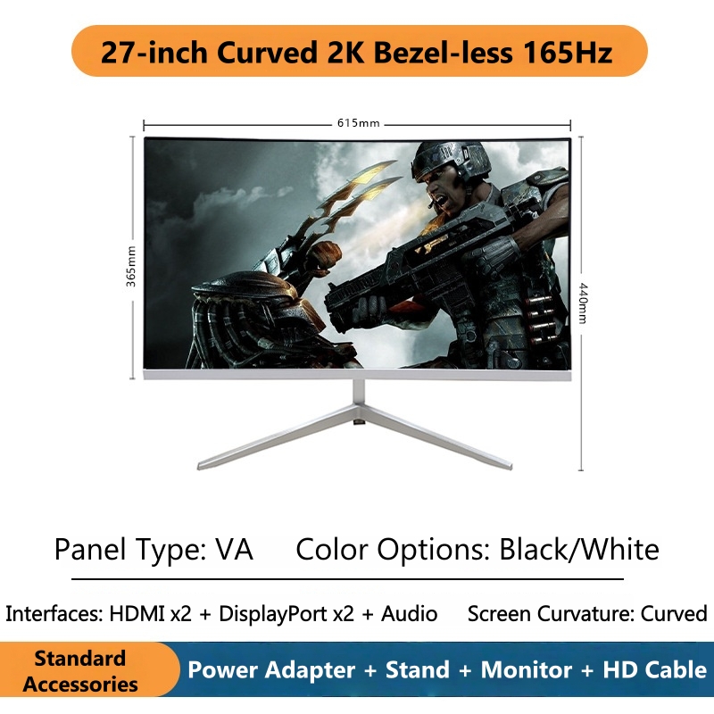 27 Inch 2K Curved Gaming Monit - Pc Gaming Ultrawide Monitor recension och pris