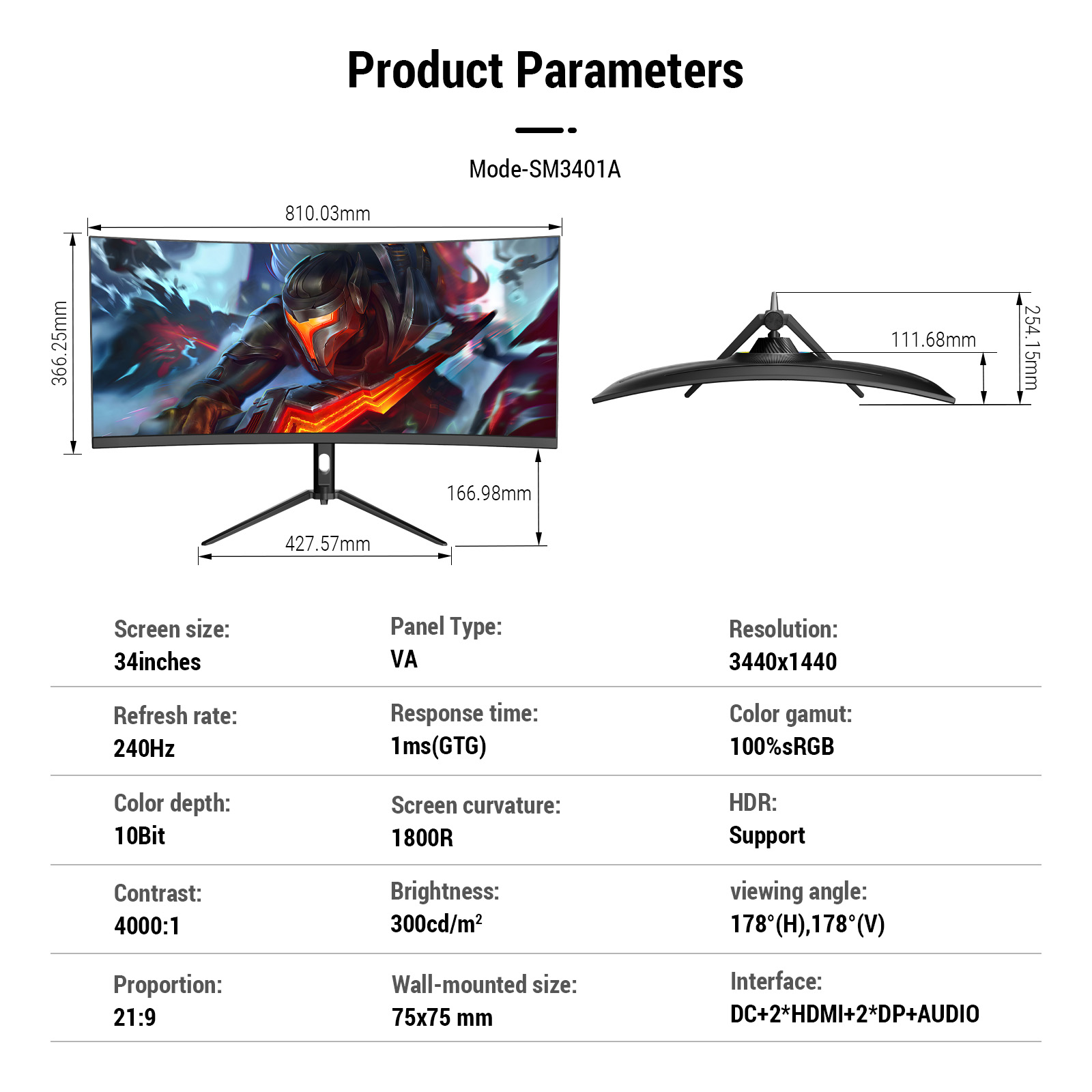 Display 34 Inch 4k Screens Cur - Pc Gaming Ultrawide Monitor recension och pris