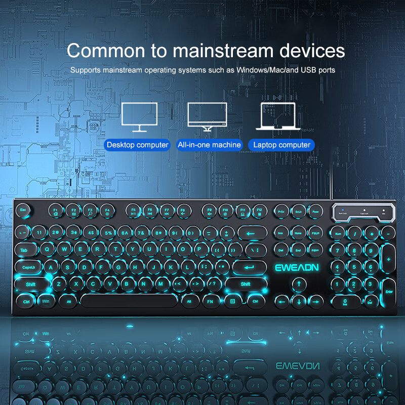 EWEADN Typewriter Gaming Keybo - Pc Gaming Keyboard recension och pris