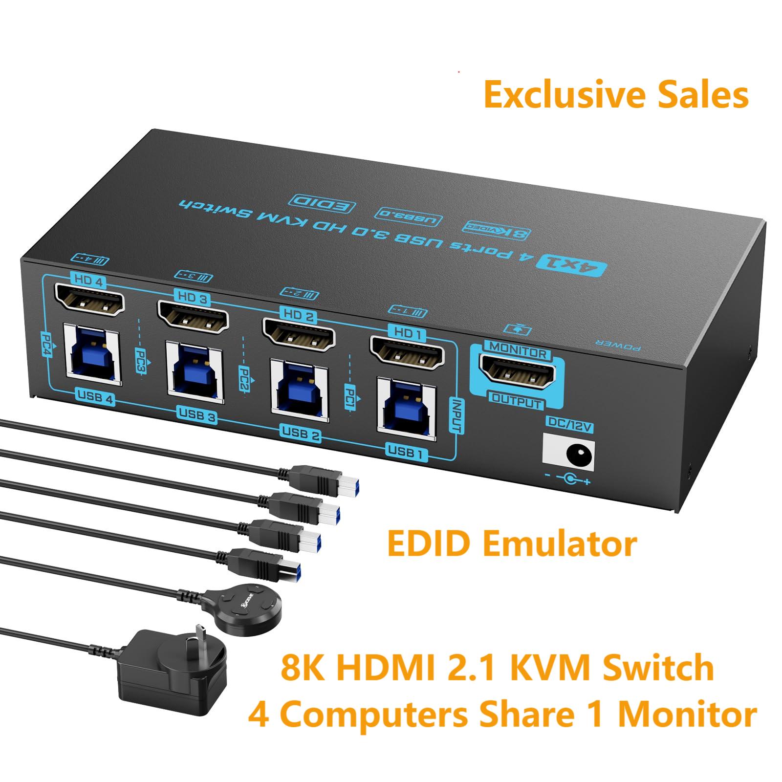8K HDMI 2.1 KVM Switch 4 Port  - Pc Gaming Emulator recension och pris